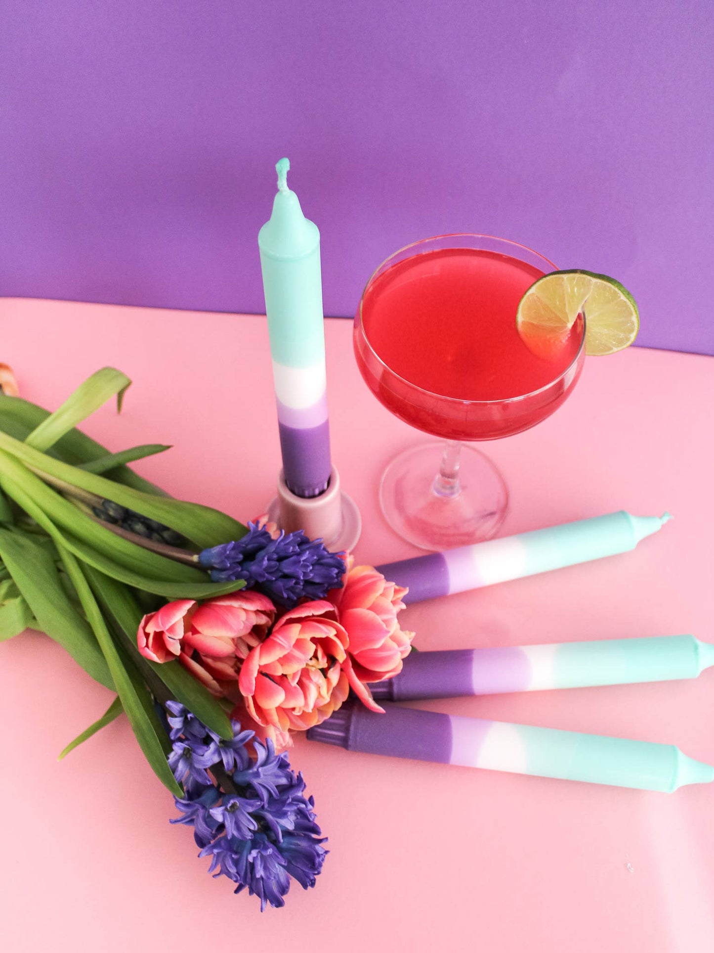 Taper candle- Summer Party / Lavender Matcha Latte