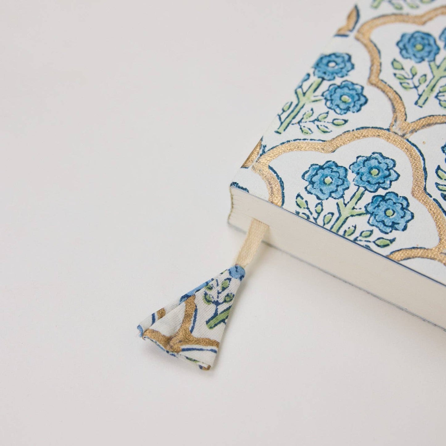 Block Printed Ruled Notebook (A5) - Trellis Indigo
