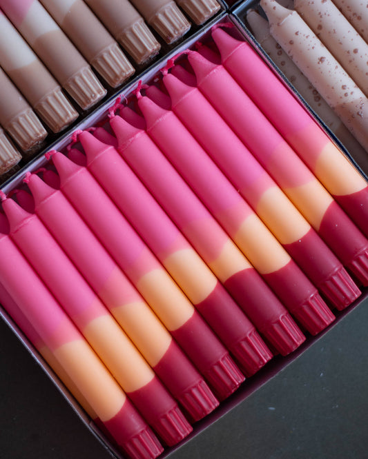 Taper candles- Cozy Fall vibes no.9 (Pink/Orange/Red)