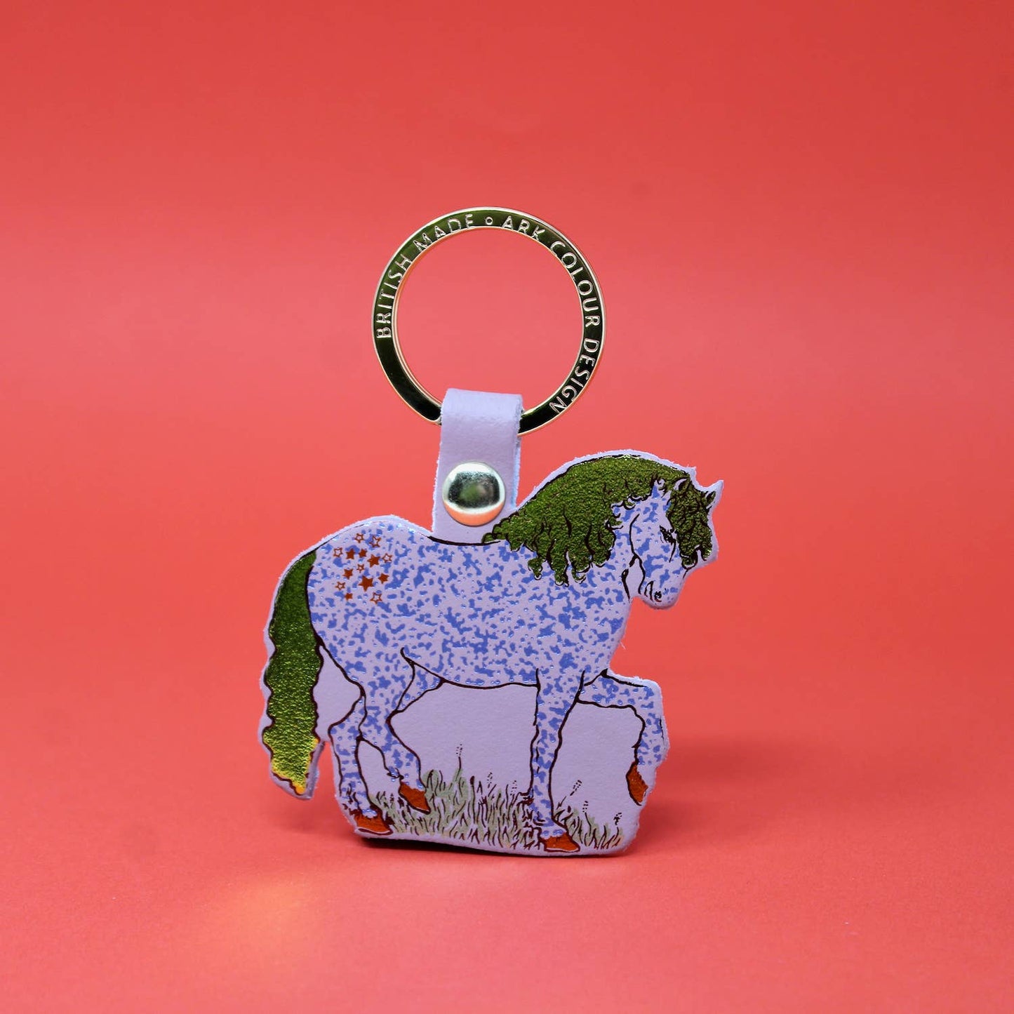 Horse Key Fob: Coral
