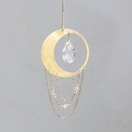 Mini Brass Suncatcher - Crescent Moon