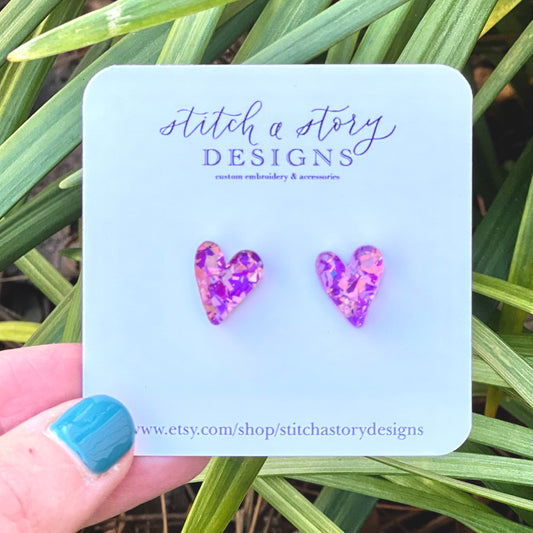 Acrylic Chunky Heart Studs