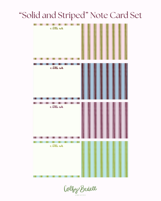 Solid and Striped Boxed Stationery Set