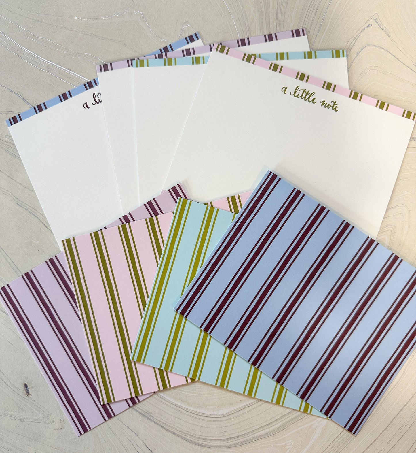 Solid and Striped Boxed Stationery Set