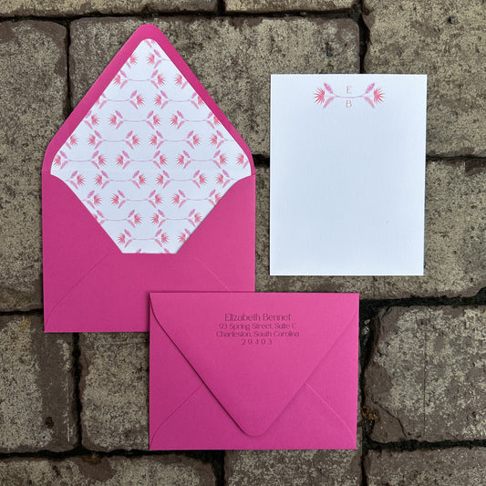 Personalized Stationery - Palm Resort - Fuchsia and Orange