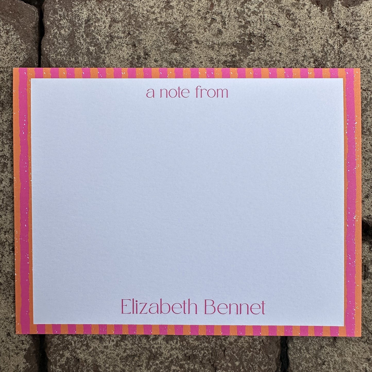 Personalized Stationery - Duo Stripe - Magenta and Orange