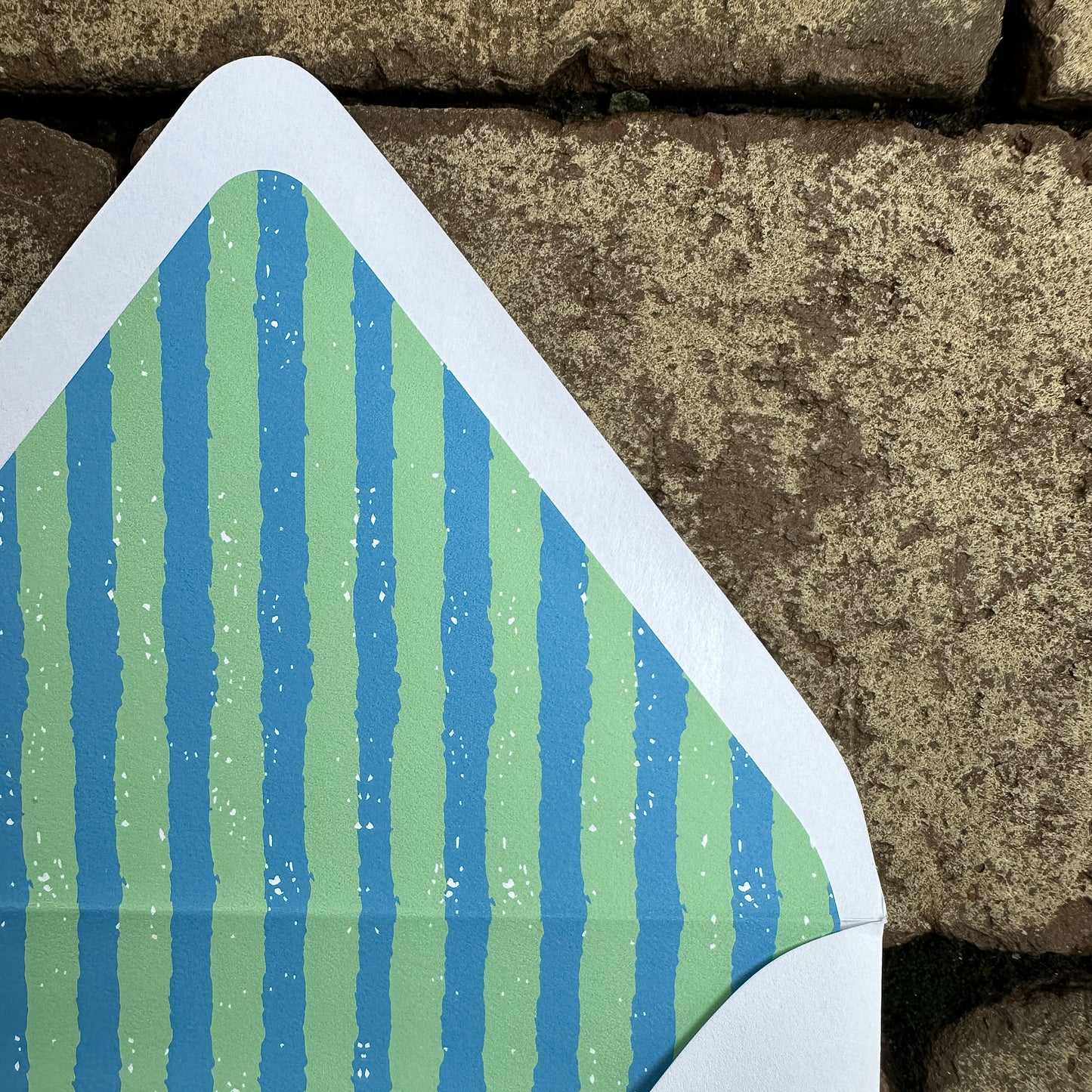 Personalized Stationery - Duo Stripe - Dusty Blue and Sea Foam