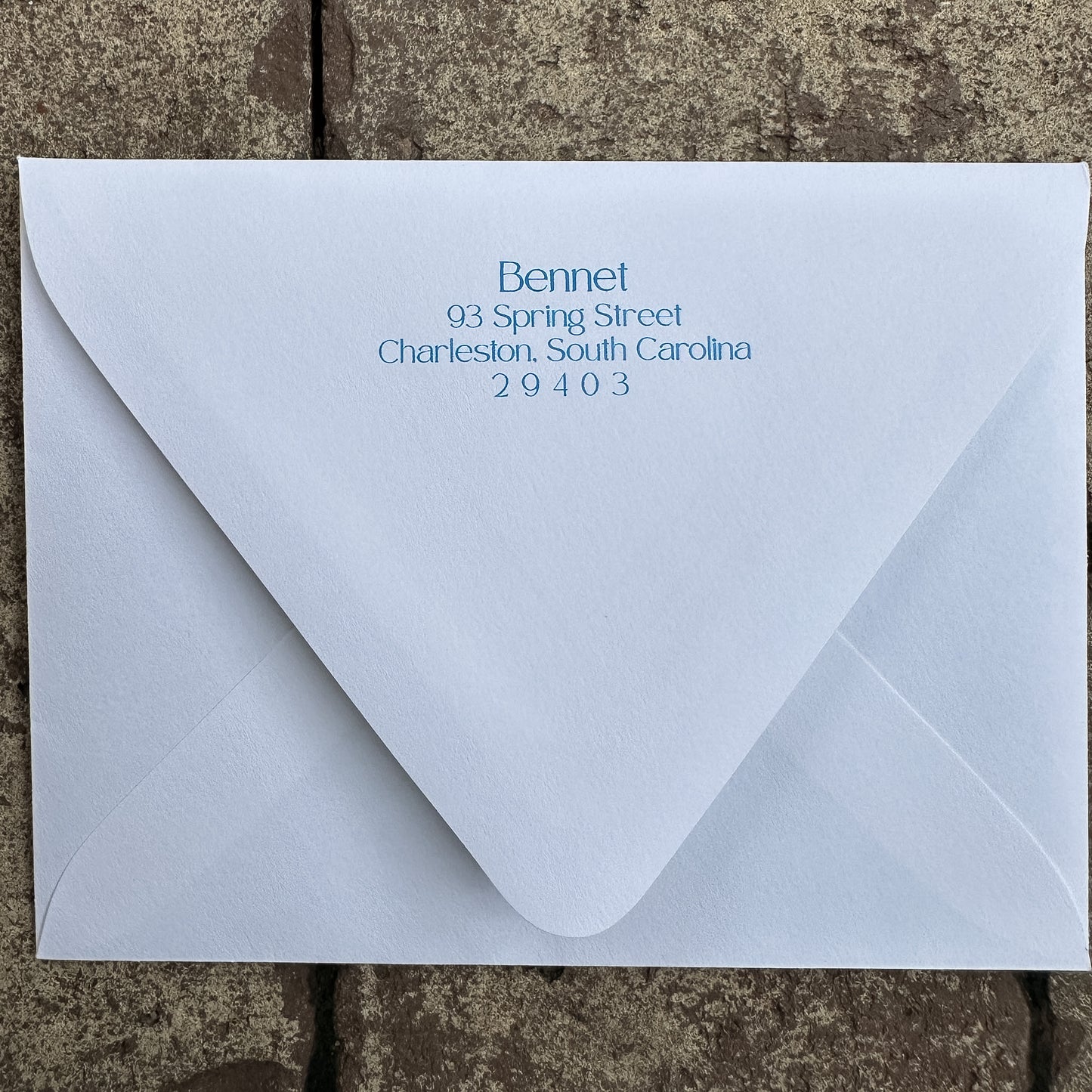 Personalized Stationery - Duo Stripe - Dusty Blue and Sea Foam