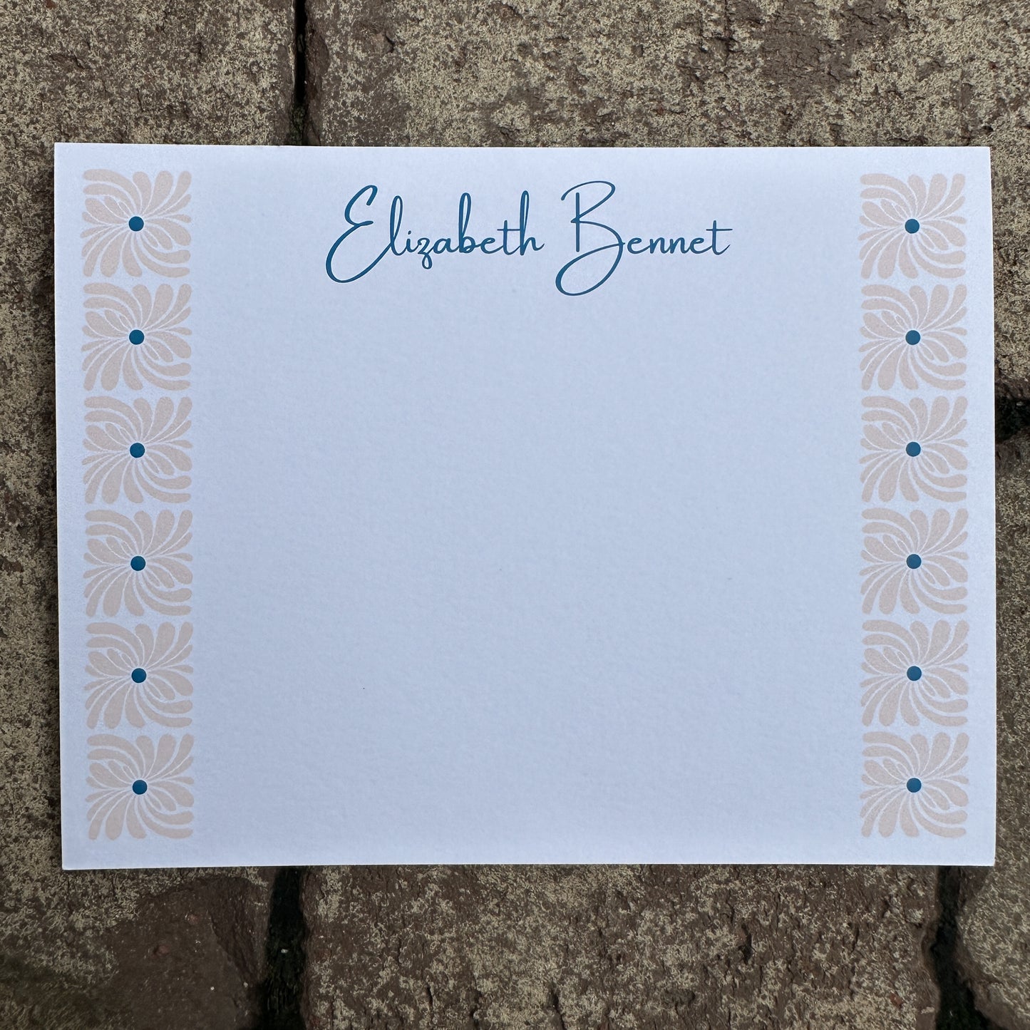 Personalized Stationery - Retro Floral - Cranberry and Blush