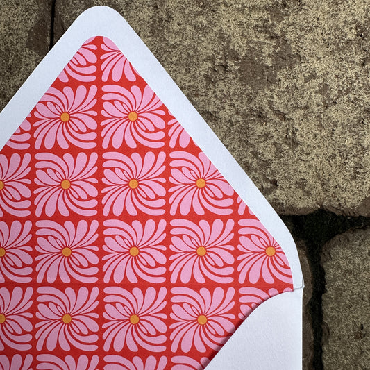Personalized Stationery - Retro Floral - Poppy and Flamingo