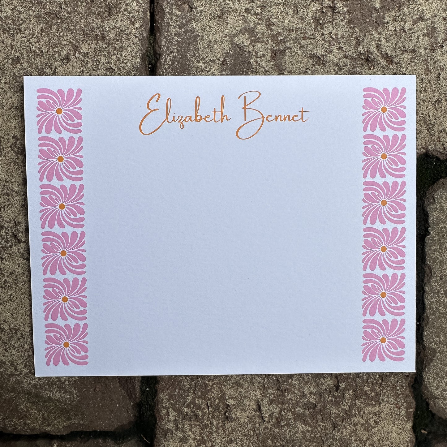 Personalized Stationery - Retro Floral - Poppy and Flamingo
