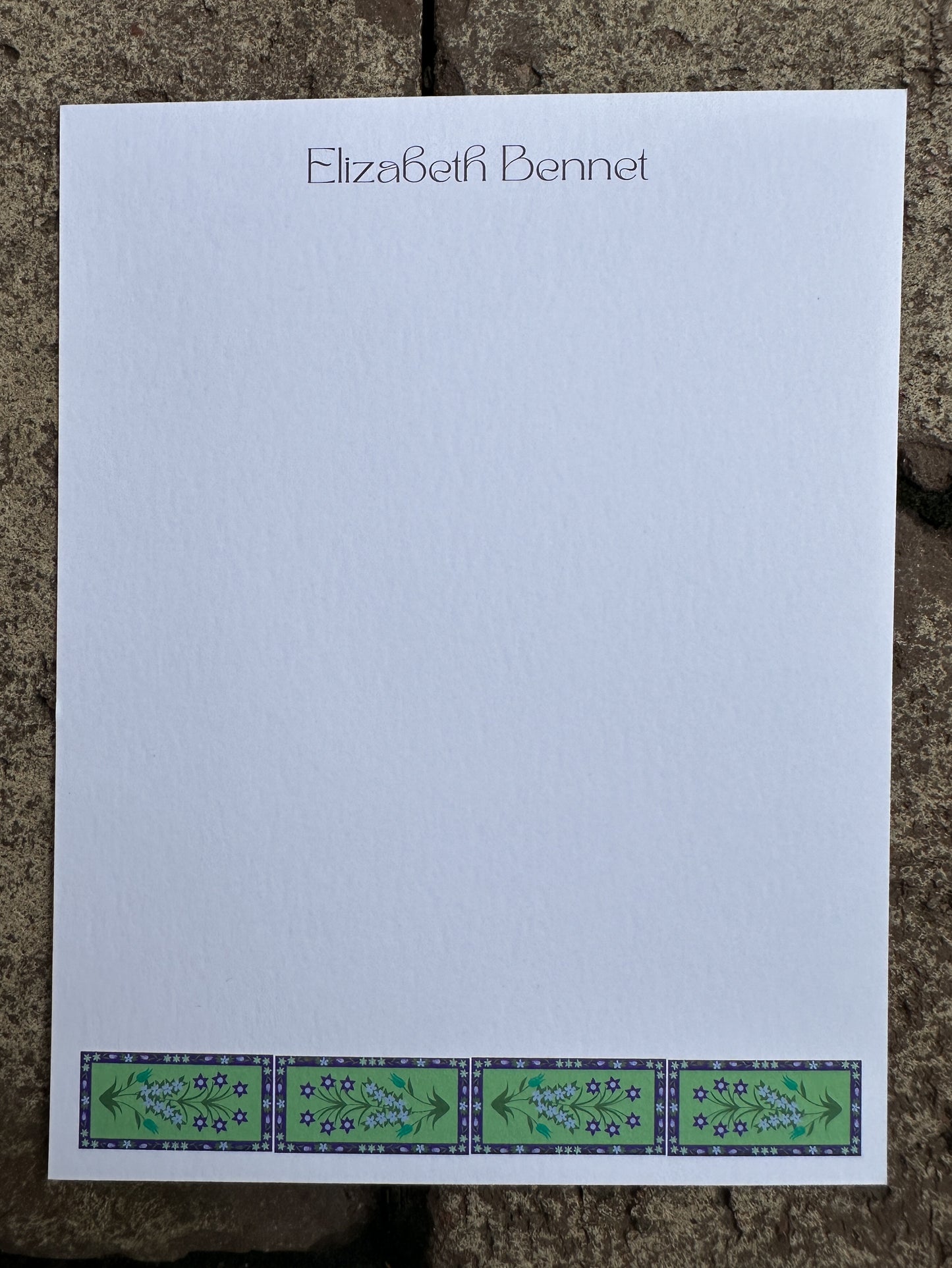 Personalized Stationery - Lisbon Tile - Grape and Pine