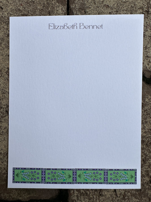Personalized Stationery - Lisbon Tile - Grape and Pine