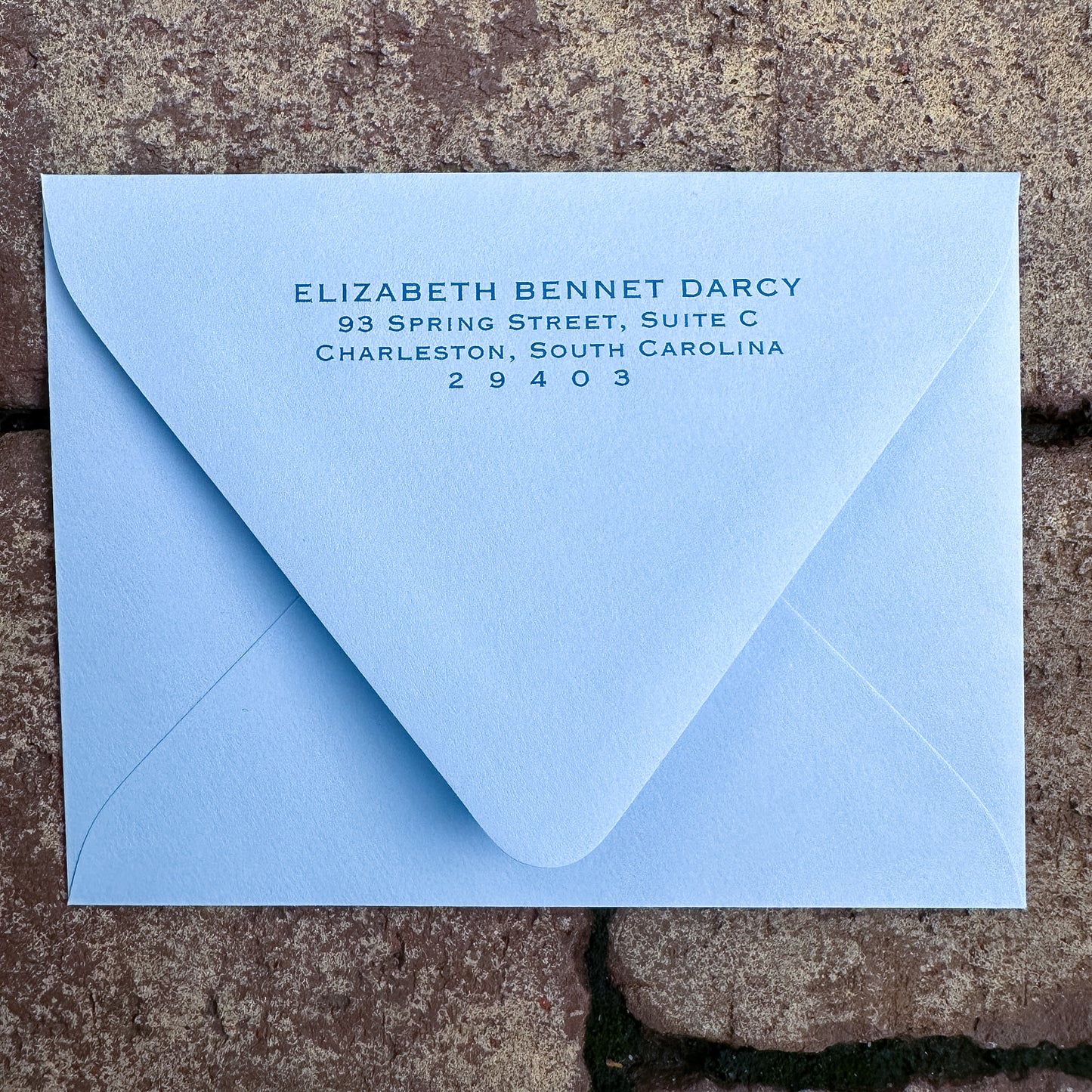 Personalized Stationery - Charleston Stripe - Sky Blue and Navy
