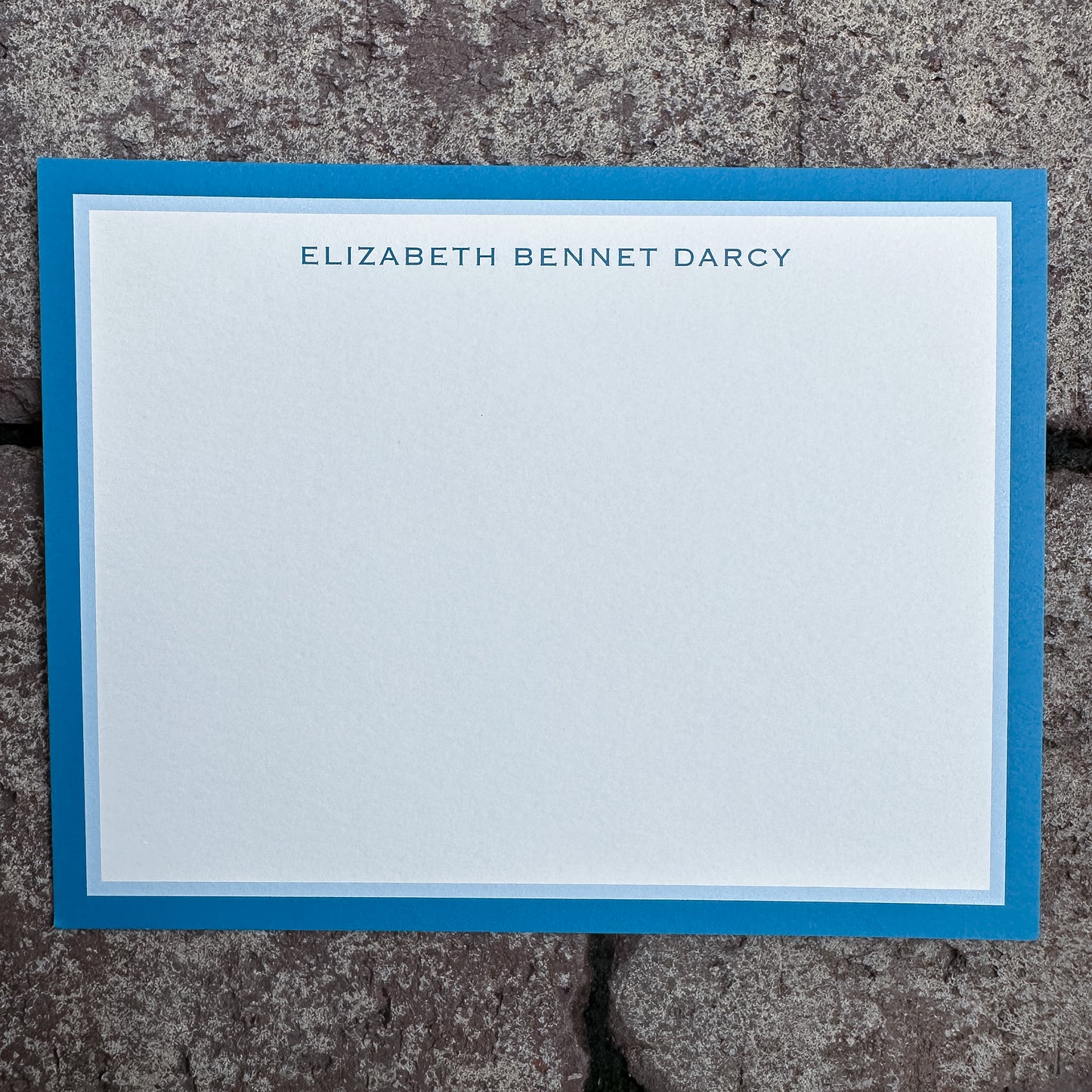 Personalized Stationery - Charleston Stripe - Sky Blue and Navy