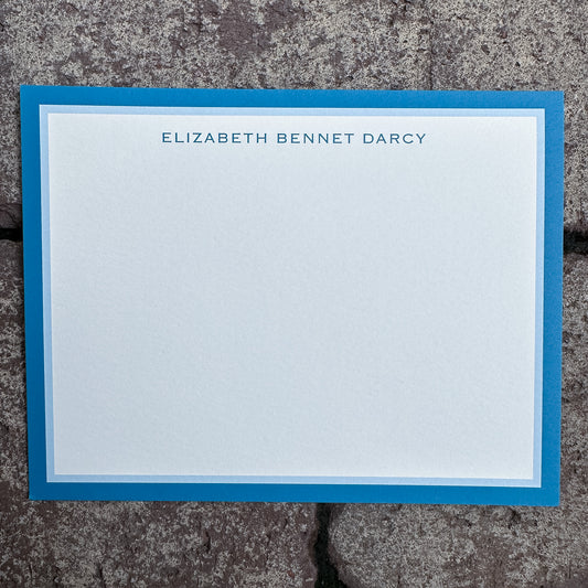 Personalized Stationery - Charleston Stripe - Sky Blue and Navy