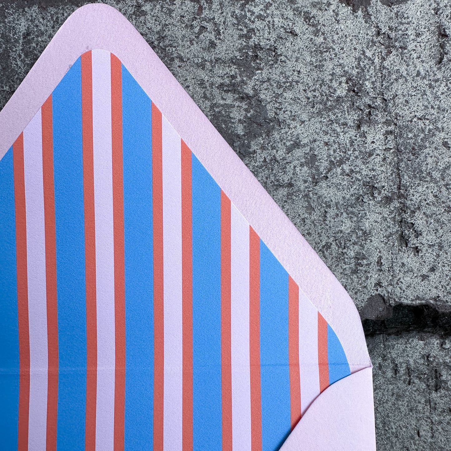 Personalized Stationery - Charleston Stripe - Dusty Blue and Flamingo