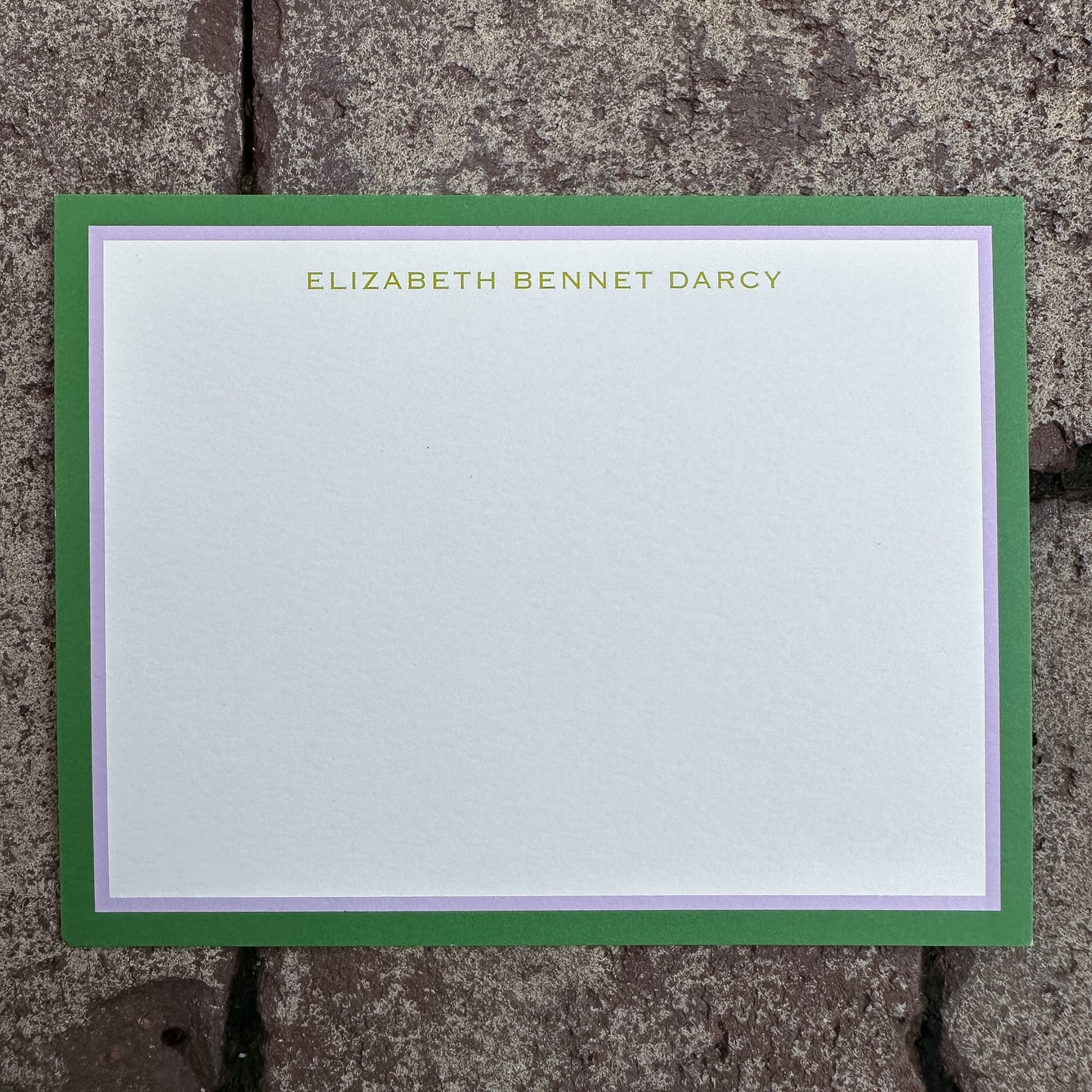 Personalized Stationery - Charleston Stripe - Lavender and Chartreuse