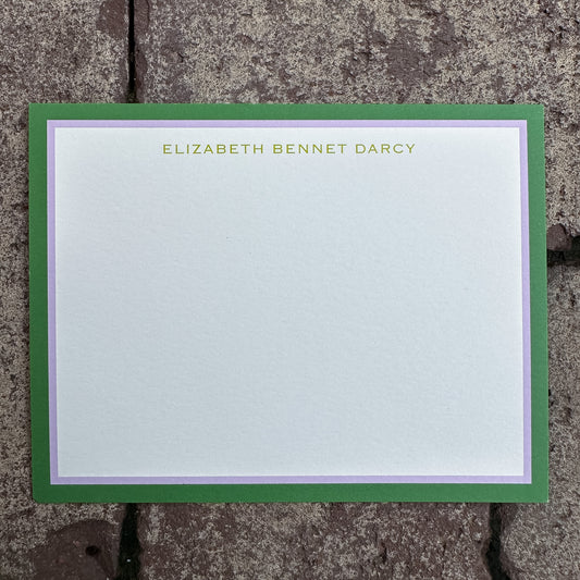 Personalized Stationery - Charleston Stripe - Lavender and Chartreuse