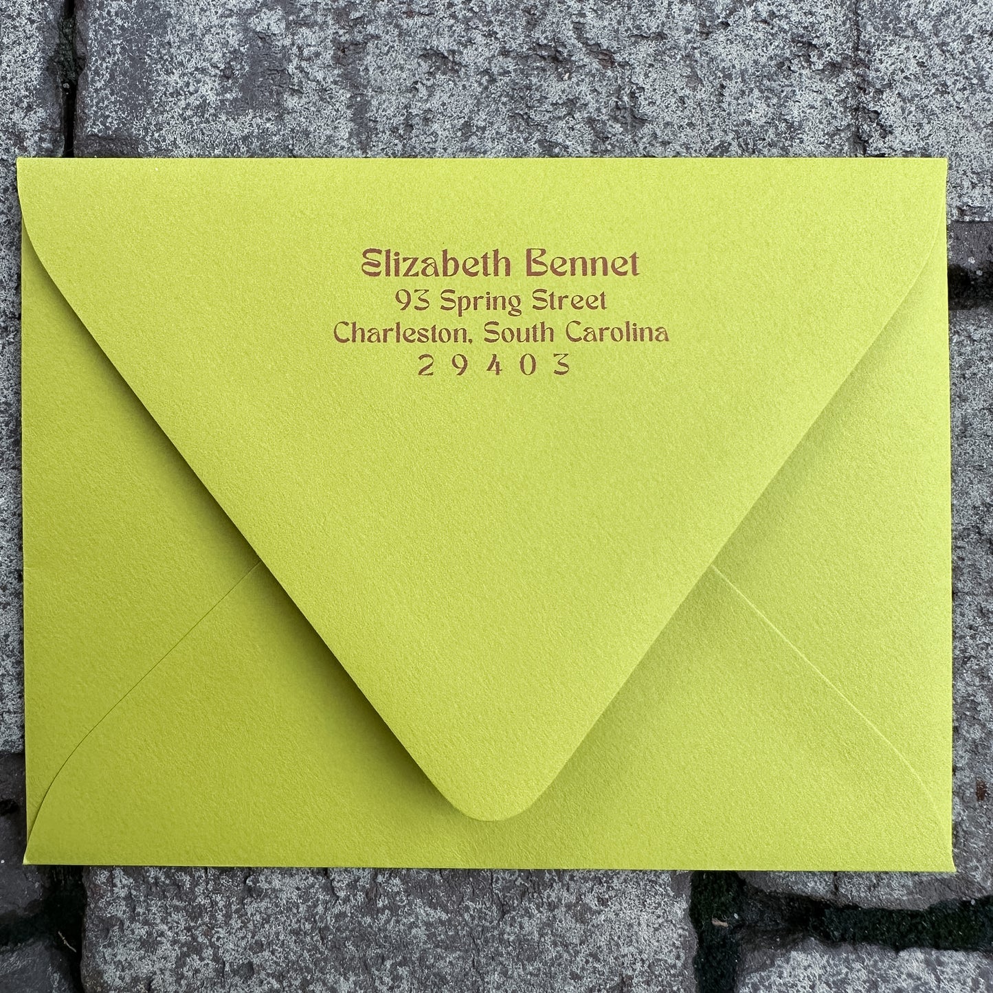 Personalized Stationery - Floral Block Print - Charteuse and Cranberry