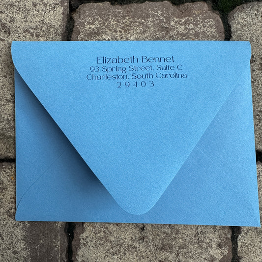 Personalized Stationery - Palm Resort - Dusy Blue and Grape