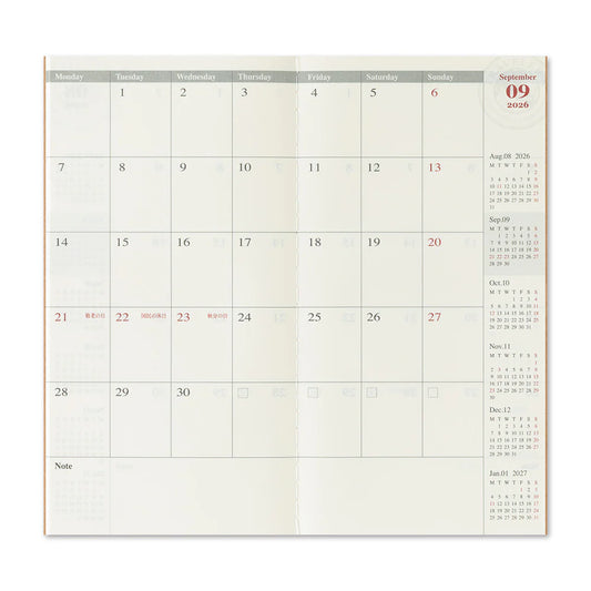 TRAVELER'S Notebook Refill - 2026 Monthly Diary