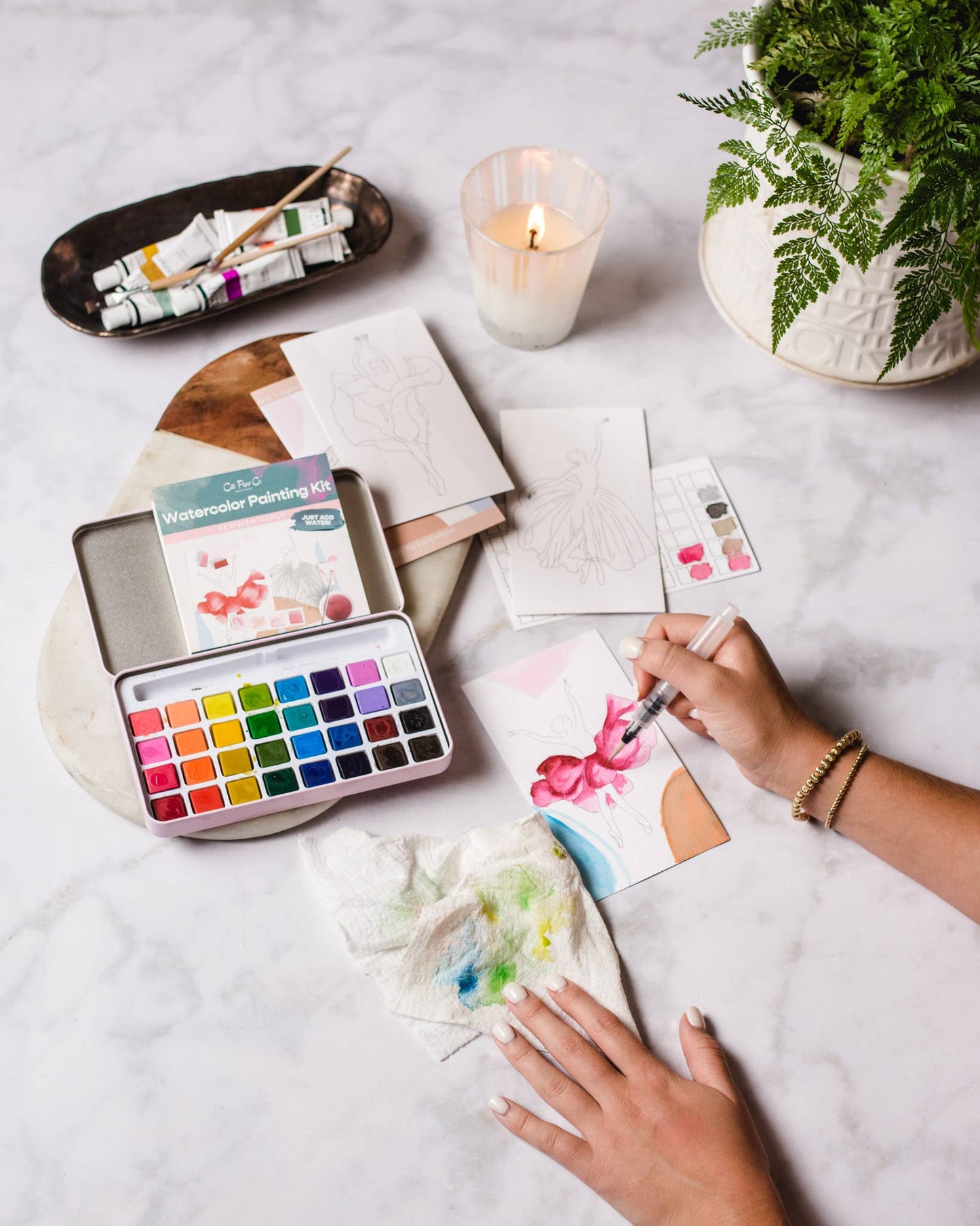 Tropical Florals watercolor painting kit