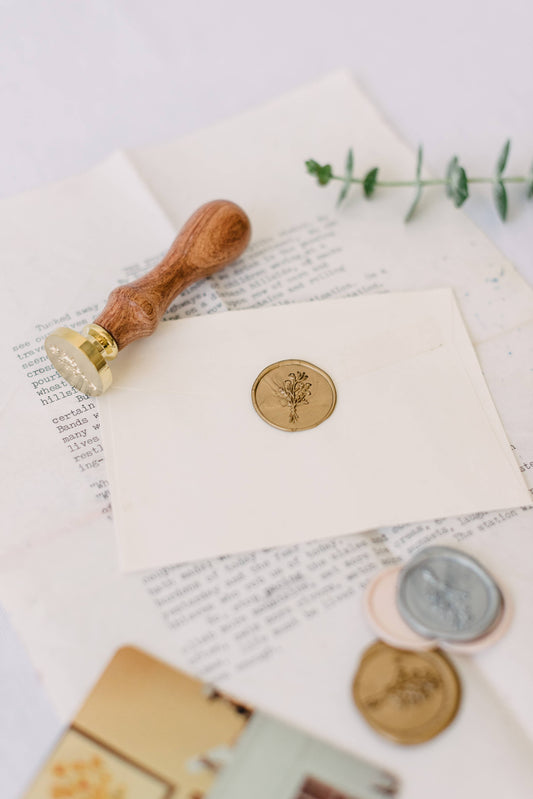 Floral Bouquet Wax Seal Stamp Kit: Call Me Coral / Jar of Sealing Wax Beads