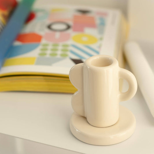 Beige Ceramic Candle Holder