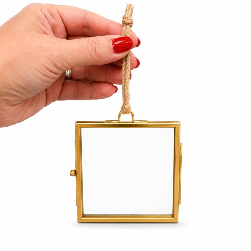 Gold Metal & Glass Frame Hanging Ornament