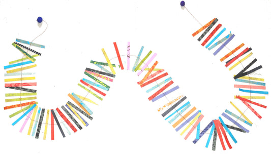 5ft  Paper garland, Stripes stitched
