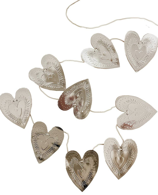 Faux-Tin Heart Bunting - reversible - orange