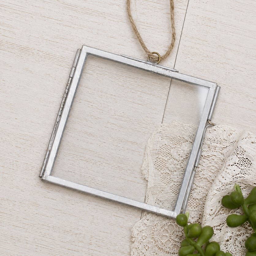 Silver Metal & Glass Frame Hanging Ornament