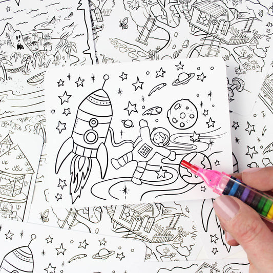 Color-In Postcard Kit -Kids Adventure