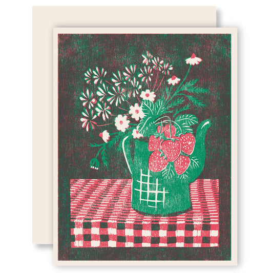 Strawberry Bouquet Letterpress Card -Boxed Set of 6