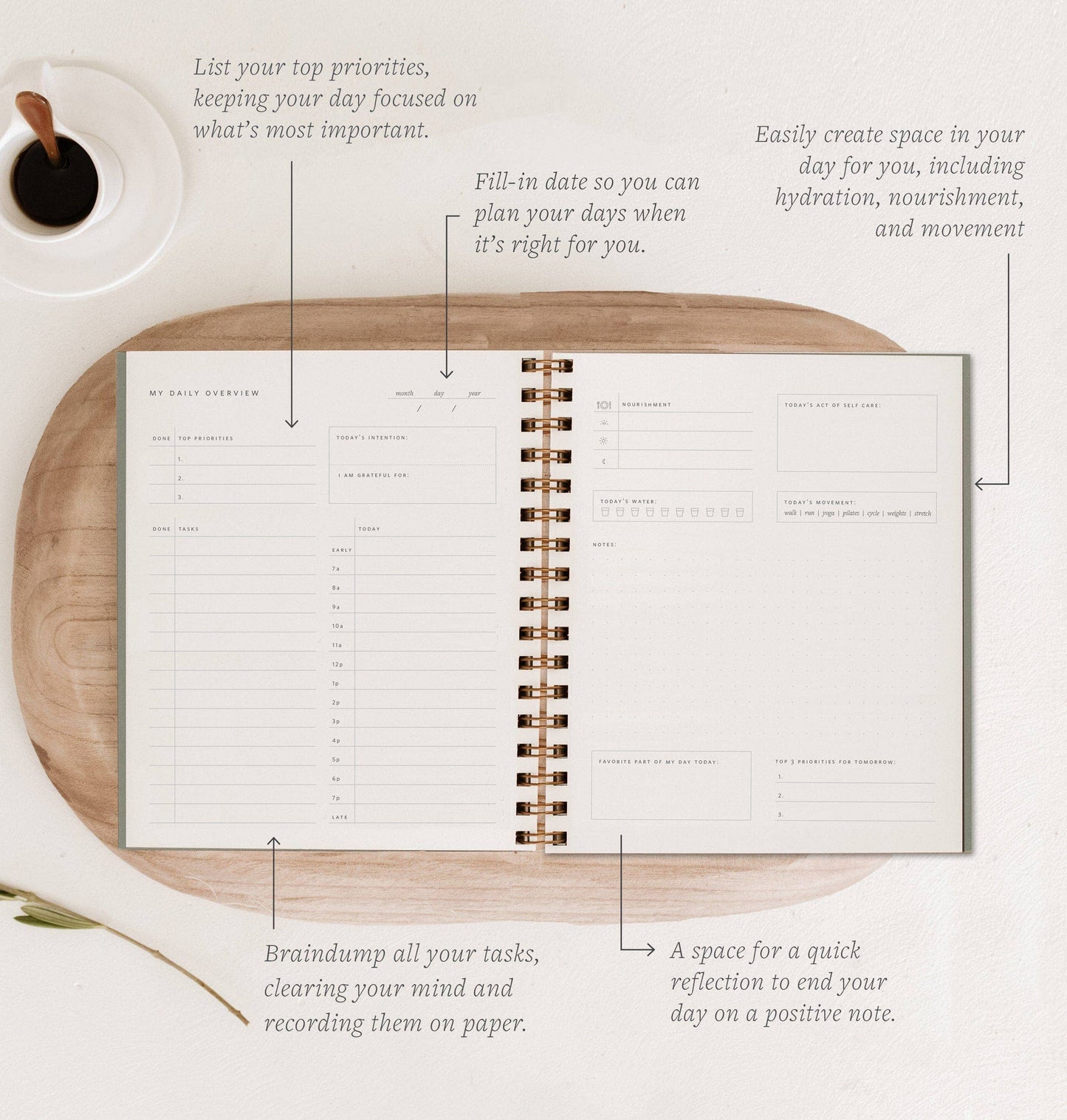 Daily Overview Planner | Assorted Colors // Undated: Steel Blue