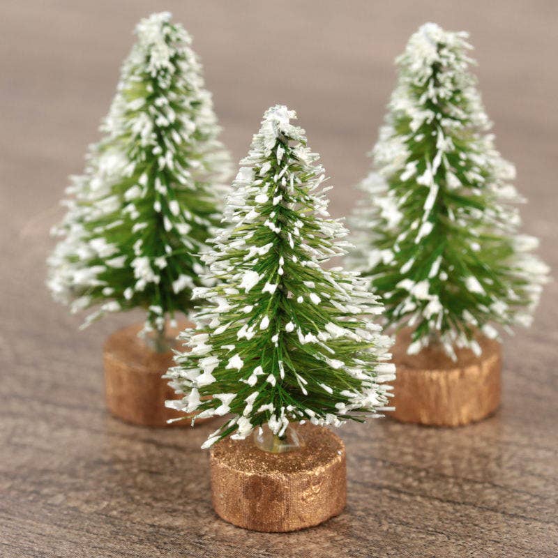 1-1/2" Mini Lime Green Bottle Brush Trees (Pack of 3)