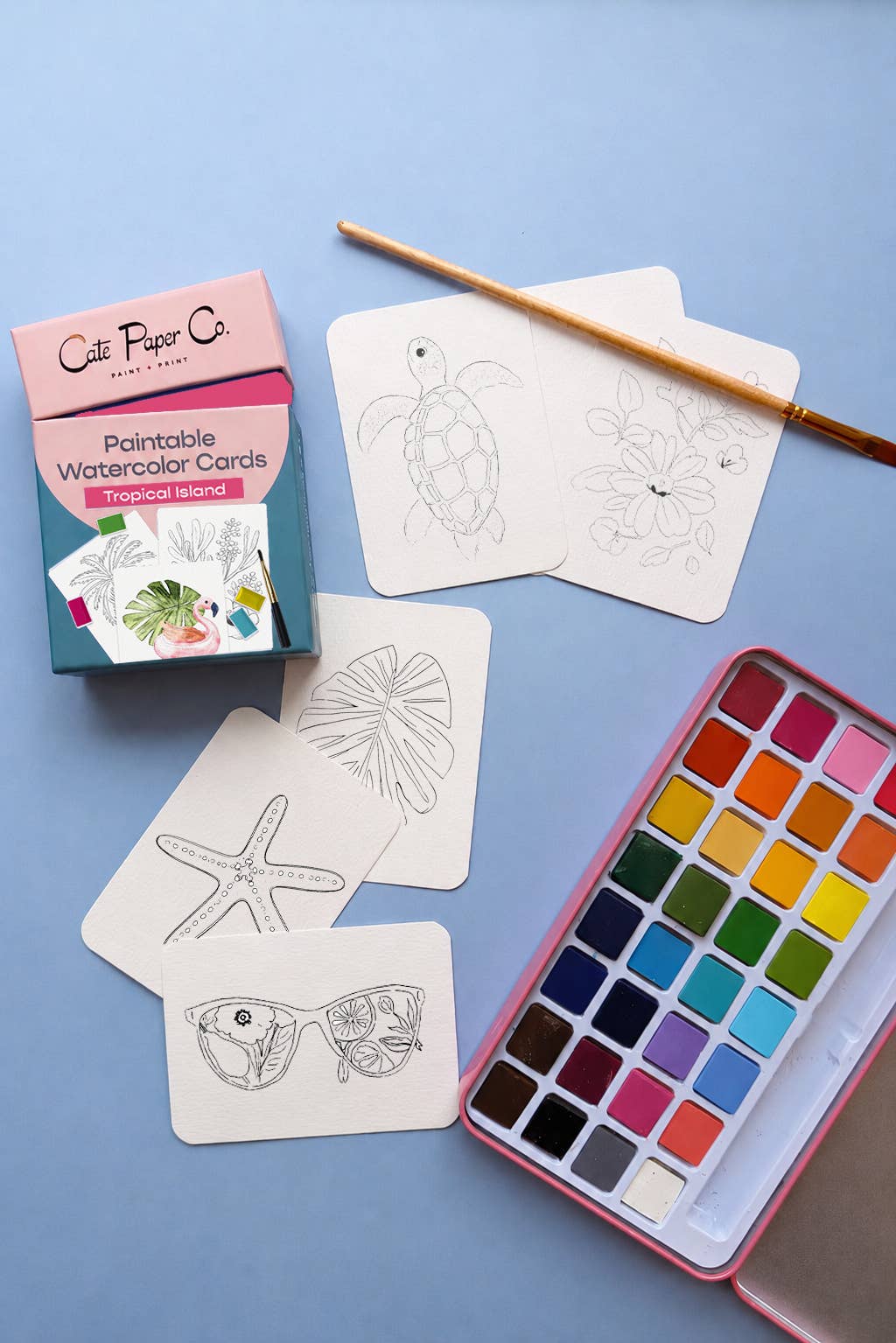 Paintable Watercolor Card Deck - Tropical Island