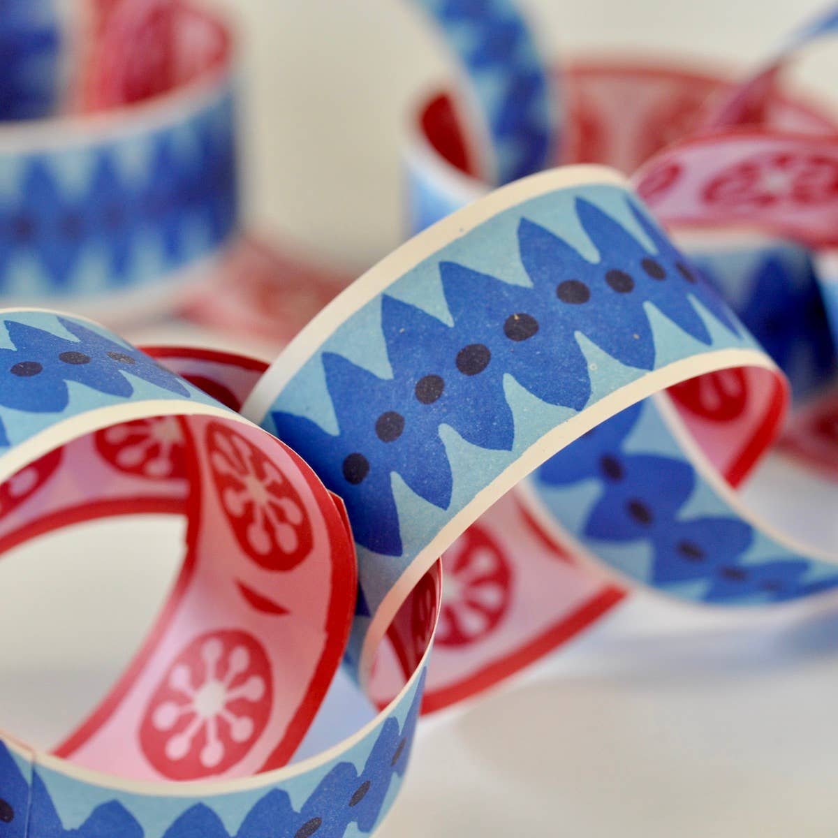 Red & Light Blue Paper Chain