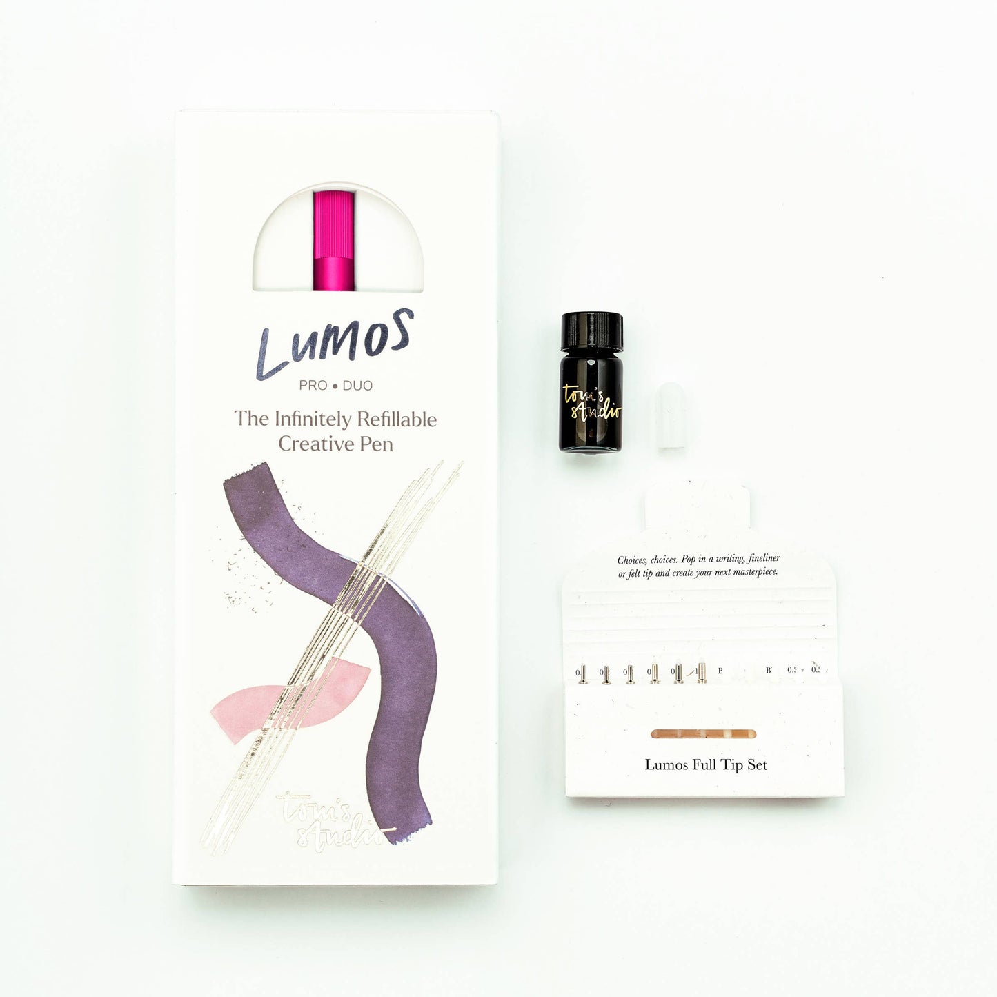 Lumos Pro - Refillable Multi-Tip Pen: Raspberry / Duo Tip