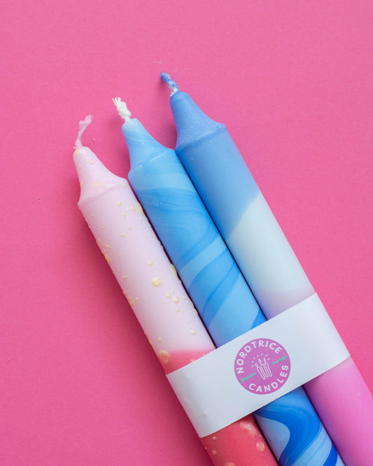 Taper candles- 3 pack of Summer Blues