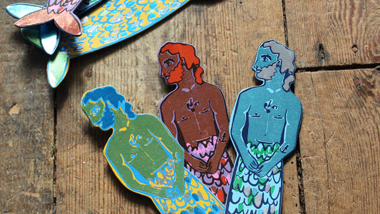 Mer-Man Bookmark: Pale Blue