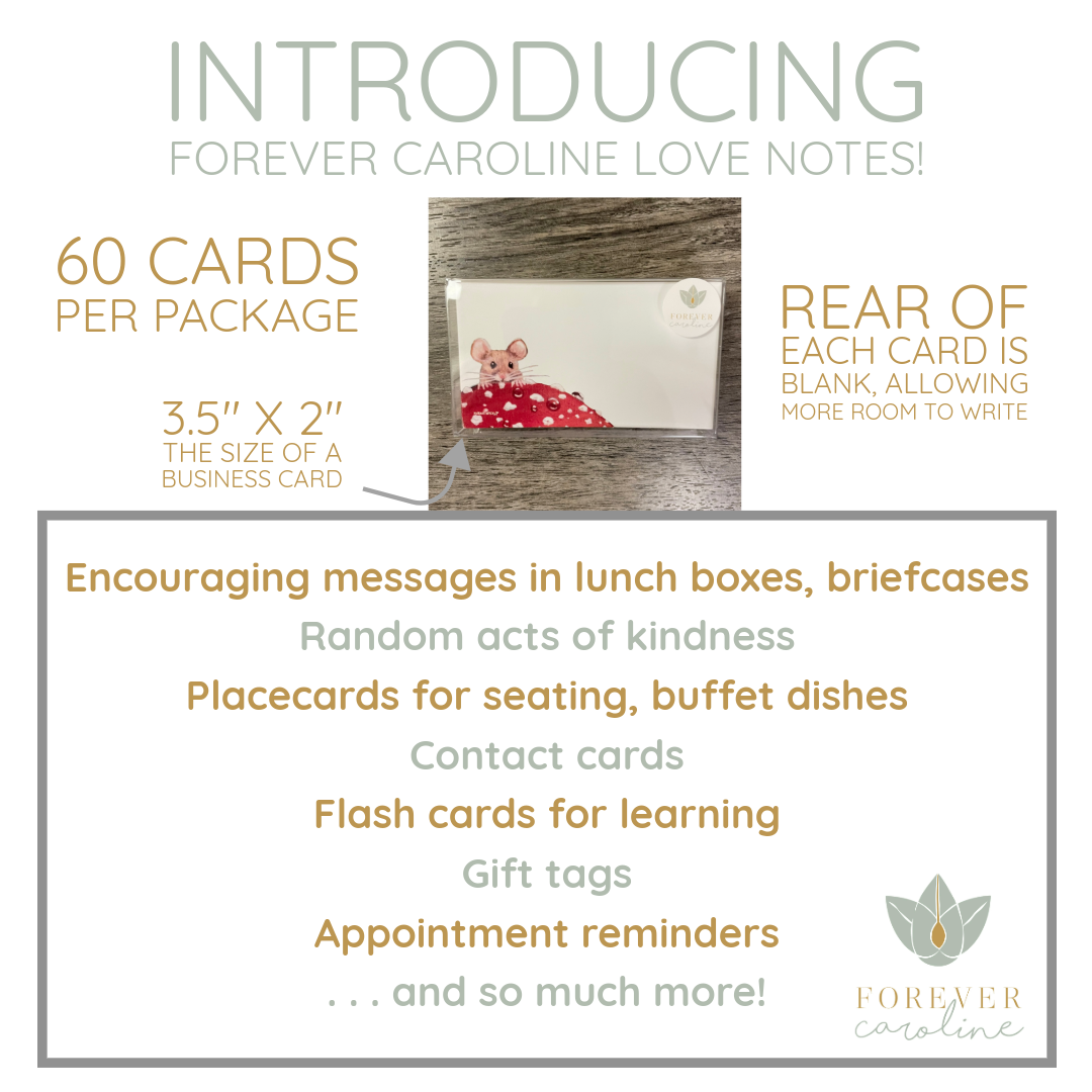 Mouse & Red Toadstool Tiny Cards | Pack of 60 "Love Notes"