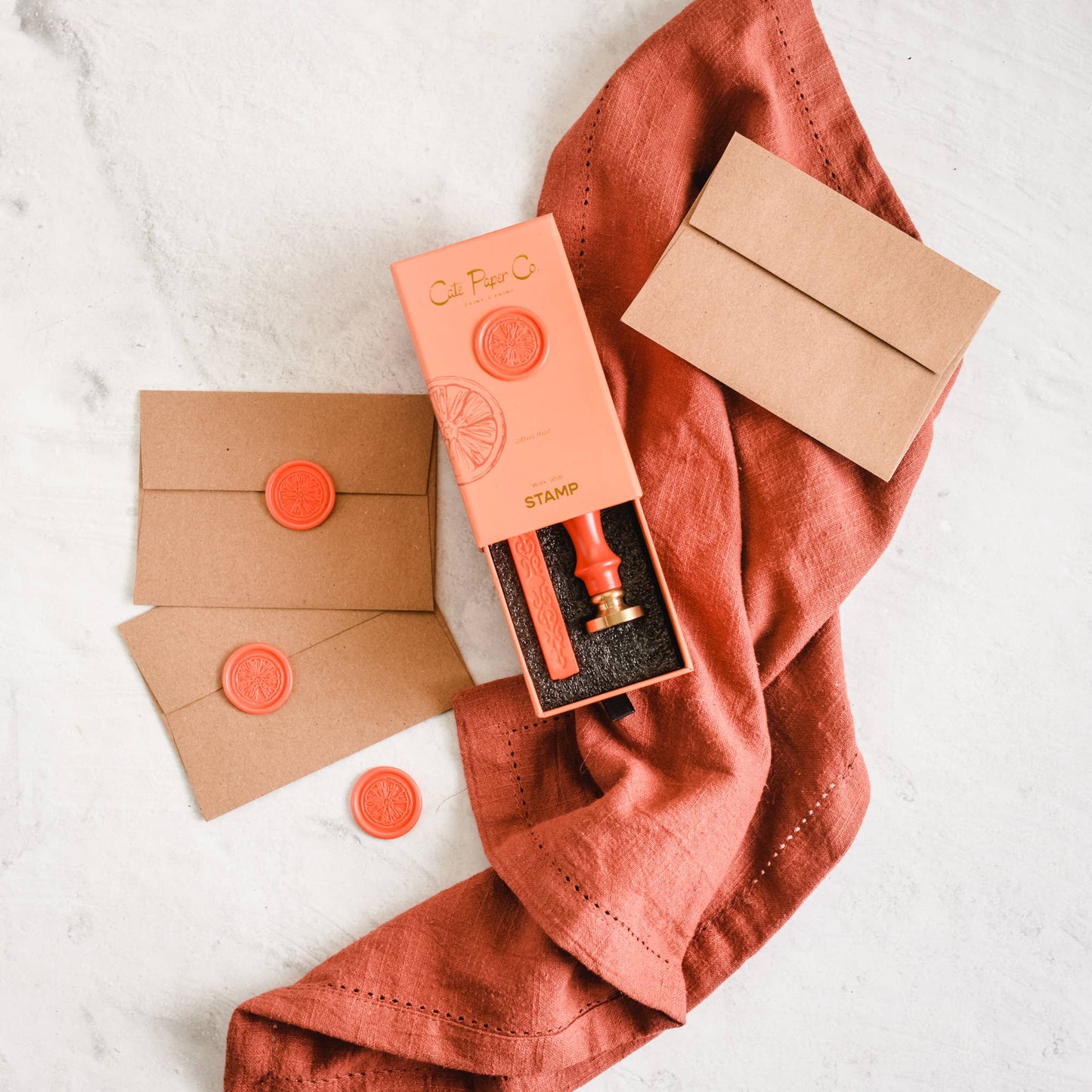 Wax seal stamp and wax stick set: Citrus Fruit