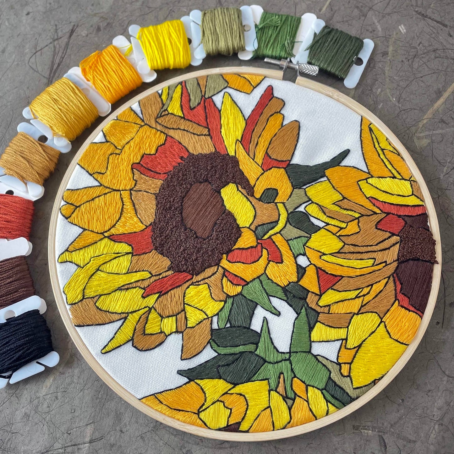 Embroidery Kit - Sunflowers (8")