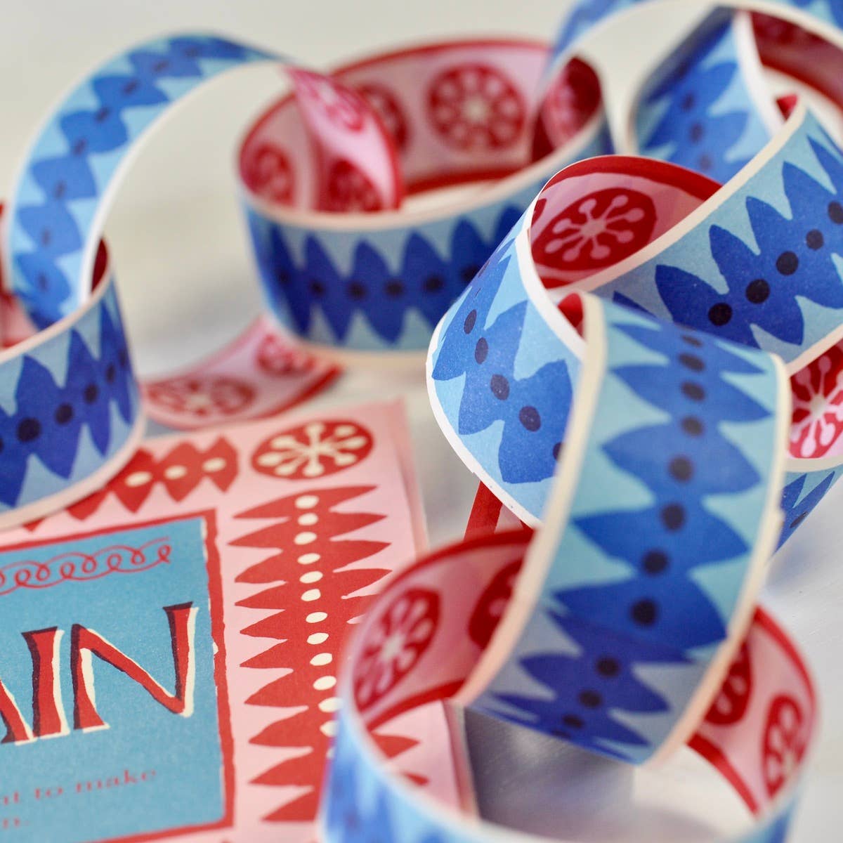 Red & Light Blue Paper Chain