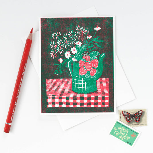 Strawberry Bouquet Letterpress Card -Boxed Set of 6