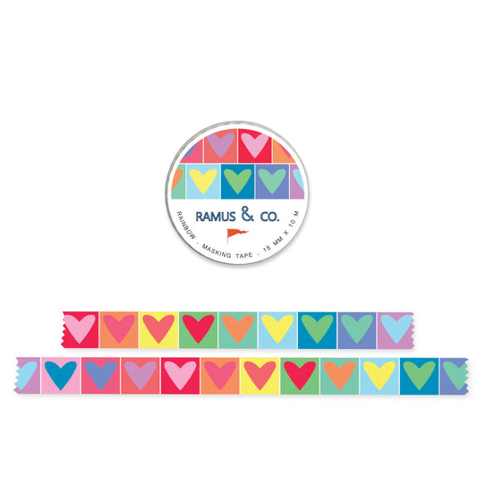 Rainbow Hearts Masking Tape