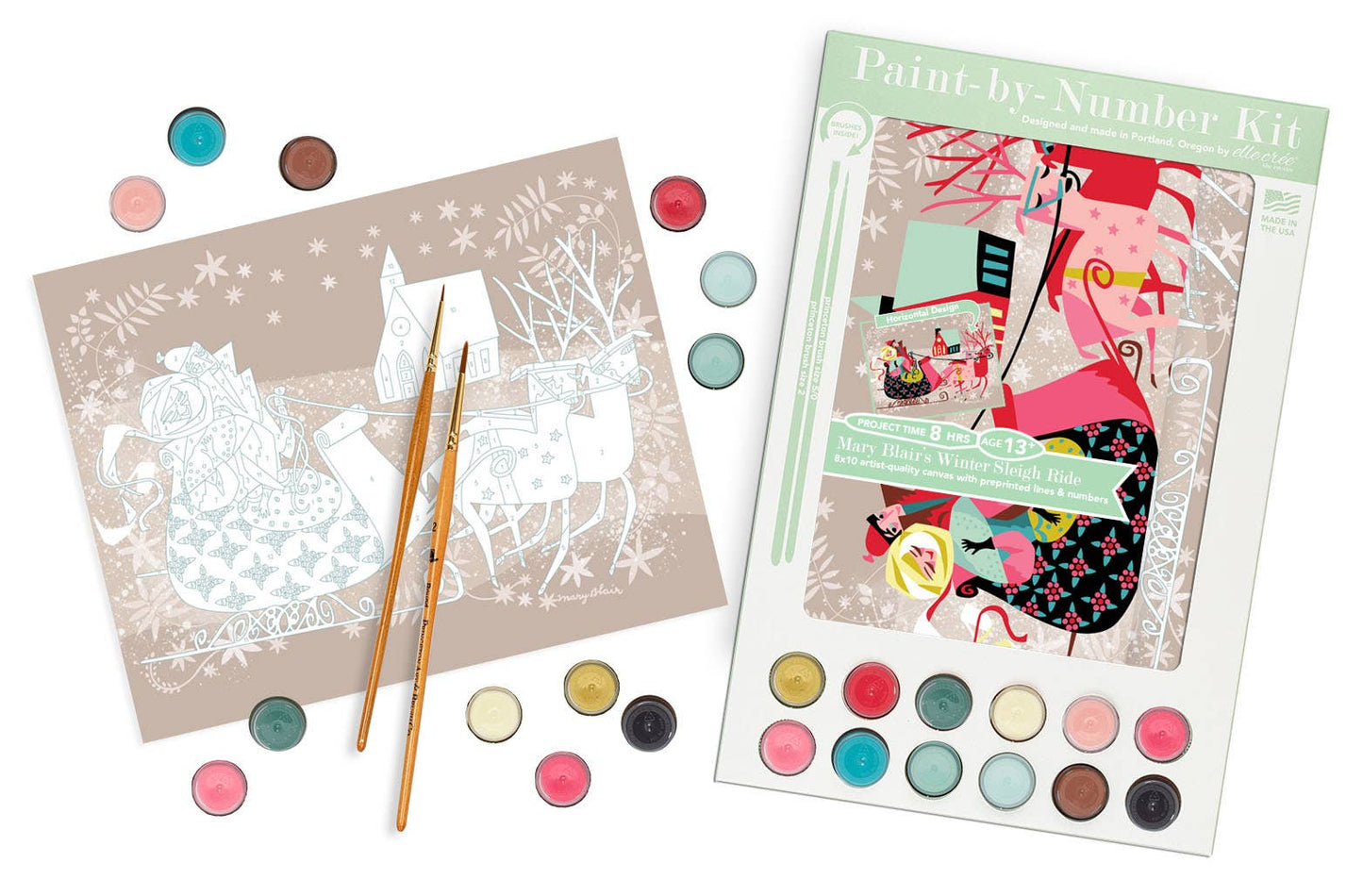 Mary Blair's Winter Sleigh Ride Paint-by-Number Kit