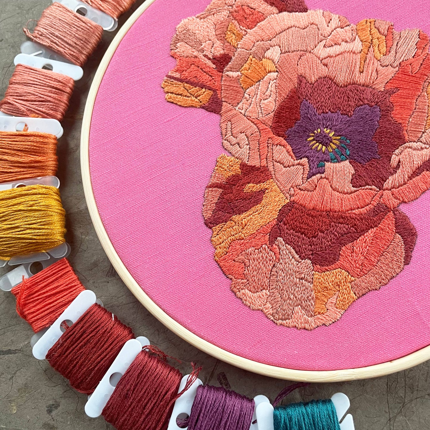 Embroidery Kit - Poppies (8")
